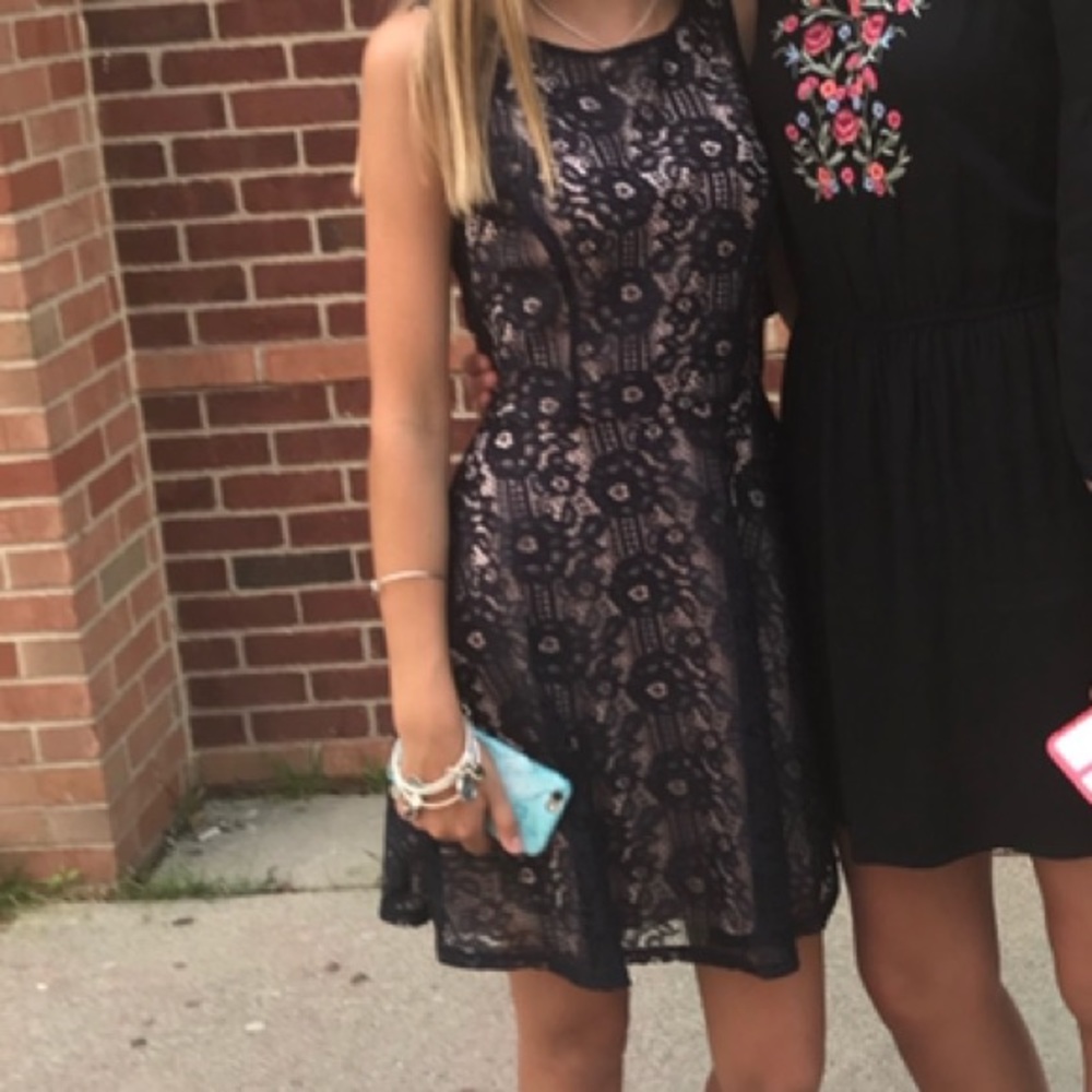 navy blue floral dress